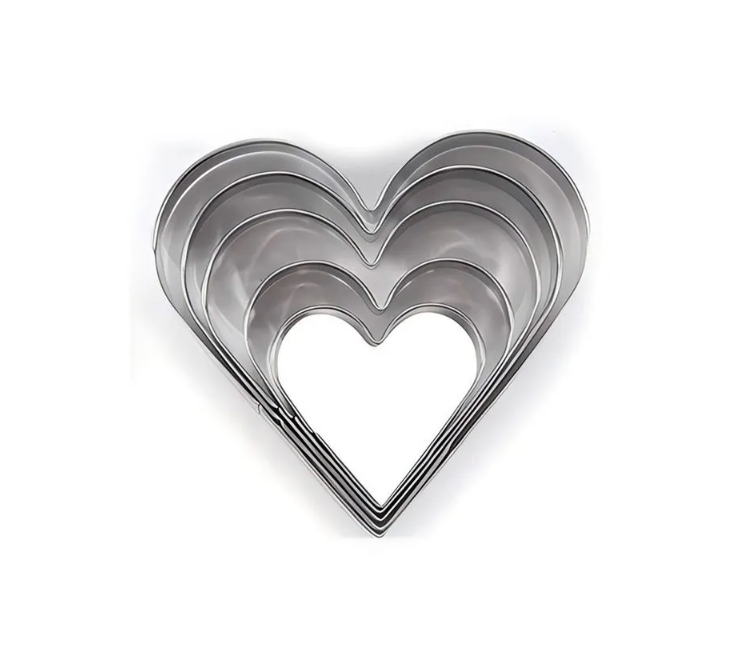 Molde para Galletas de Acero Modelo Corazón 5 Piezas