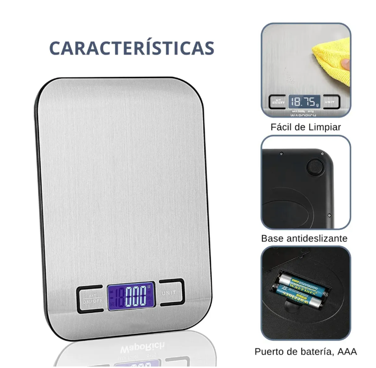 Balanza Portátil Digital Metálica Gramera Hasta 10 Kilos