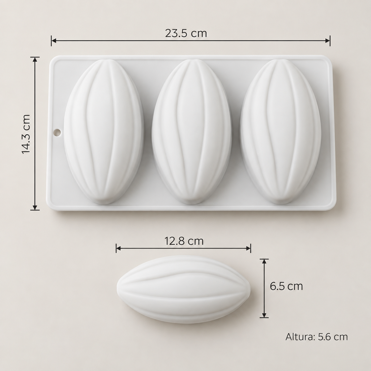Molde de Silicona 3 Cavidades – Diseño tipo Cacao