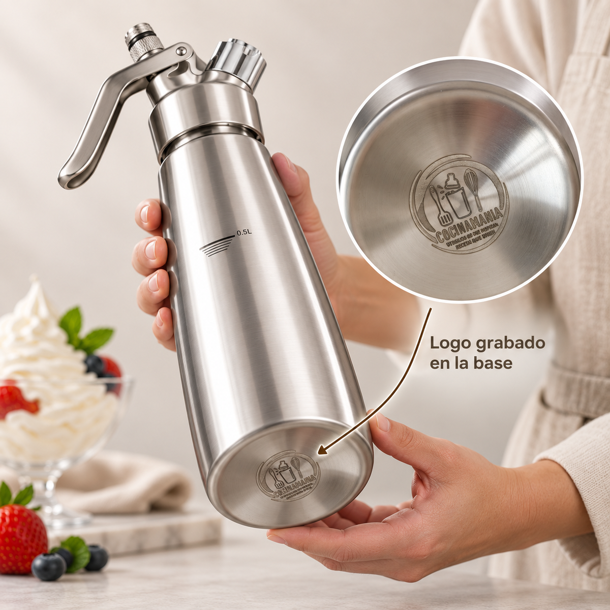 Sifón Profesional de Crema Cocinamanía 500 ml – Acero Inoxidable